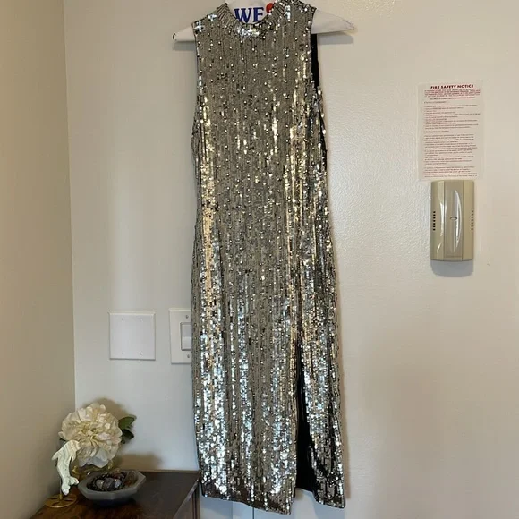 🔥 Ret $895 Alice + Olivia Silver Sequin Malika zip-detailed embellished dress - Picture 5 of 11